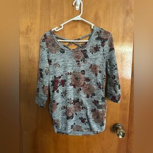 Floral Gray Women's 3/4 Sleeve Top